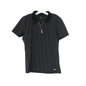 MAUVAIS Signature Pinstripe Polo - Black - M